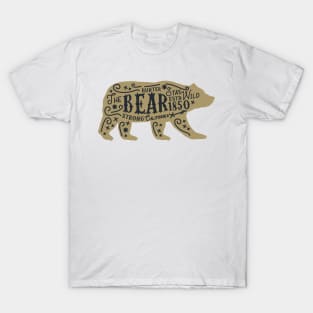 The Bear - vintage poster template. Silhouette of bear with text. T-Shirt